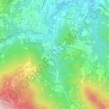 Topografisk karta Villa Piano, höjd, relief