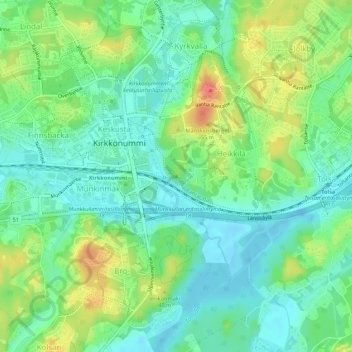 Topografisk karta Degerberget, höjd, relief