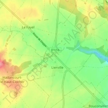 Topografisk karta Branchu, höjd, relief