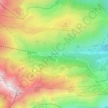 Topografisk karta Espiaube, höjd, relief