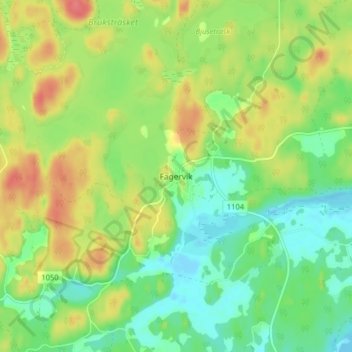 Topografisk karta Fagervik, höjd, relief