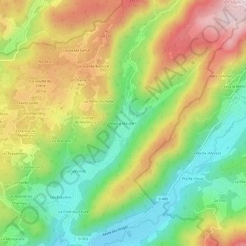 Topografisk karta Magny Maubert, höjd, relief