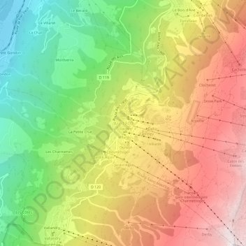 Topografisk karta Arc 1800, höjd, relief