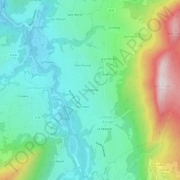 Topografisk karta Chez Dalphin, höjd, relief