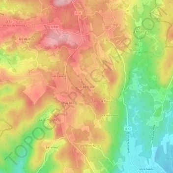 Topografisk karta Les Noies Jean, höjd, relief