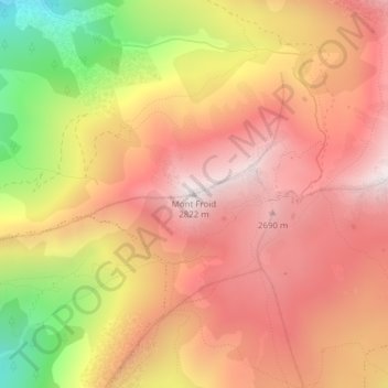 Topografisk karta Mont Froid, höjd, relief
