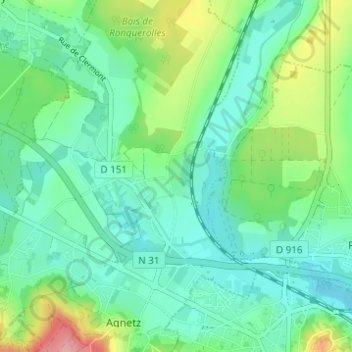 Topografisk karta Saint-Remy-l'Abbaye, höjd, relief