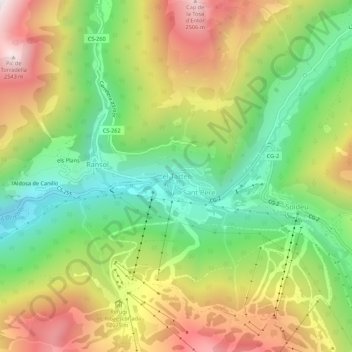 Topografisk karta el Tarter, höjd, relief