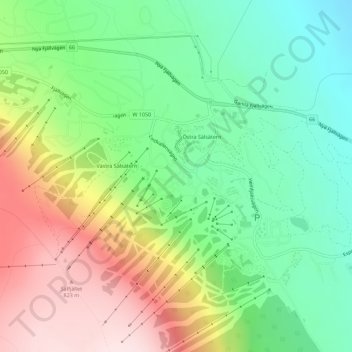 Topografisk karta Lindvallen, höjd, relief