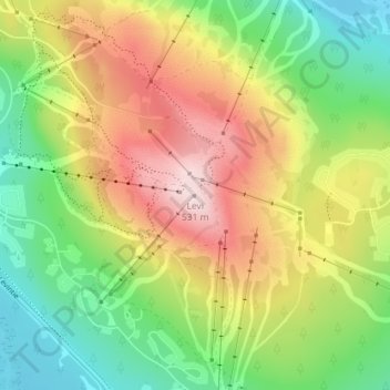 Topografisk karta Levi, höjd, relief