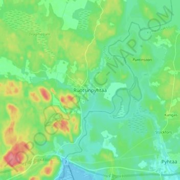 Topografisk karta Strömfors, höjd, relief
