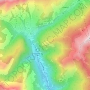 Topografisk karta Le Chapet, höjd, relief