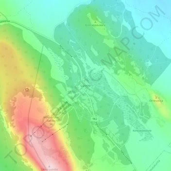 Topografisk karta Luosto, höjd, relief