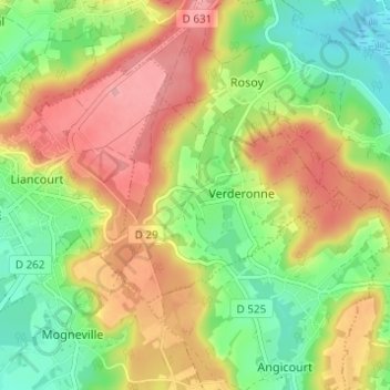 Topografisk karta Corincourt, höjd, relief