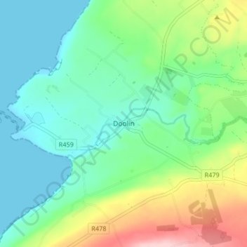 Topografisk karta Doolin, höjd, relief
