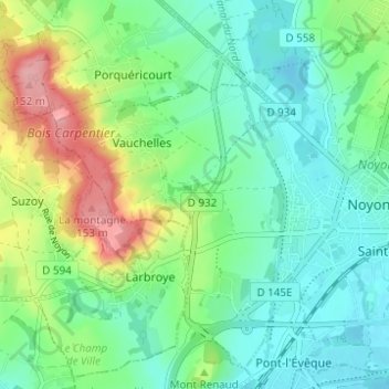 Topografisk karta Maigremont, höjd, relief