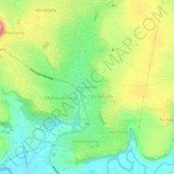 Topografisk karta Ha-Nelese, höjd, relief