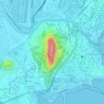 Topografisk karta Cerro Ancón, höjd, relief