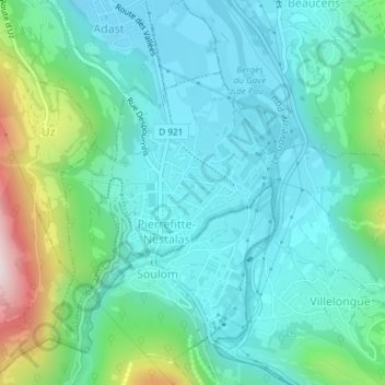 Topografisk karta Nestalas, höjd, relief