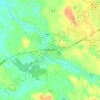 Topografisk karta Kalanti, höjd, relief