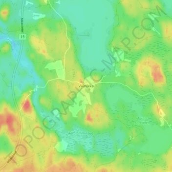 Topografisk karta Vainikka, höjd, relief