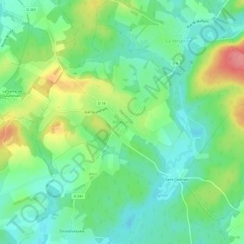 Topografisk karta Athesans, höjd, relief