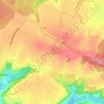 Topografisk karta Brassoir, höjd, relief