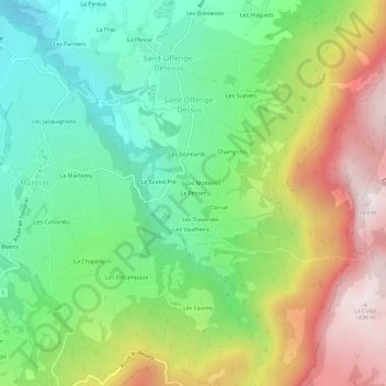 Topografisk karta Le Pesset, höjd, relief