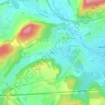 Topografisk karta Byans, höjd, relief