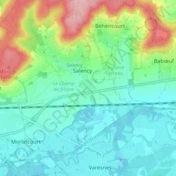 Topografisk karta La Rosière, höjd, relief