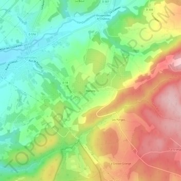 Topografisk karta Blanzey, höjd, relief