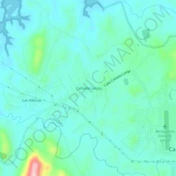 Topografisk karta Calzada Larga, höjd, relief