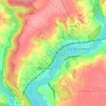 Topografisk karta Nimer, höjd, relief
