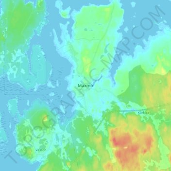 Topografisk karta Maxmo, höjd, relief