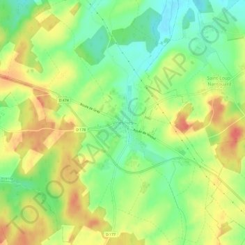 Topografisk karta Velesmes, höjd, relief