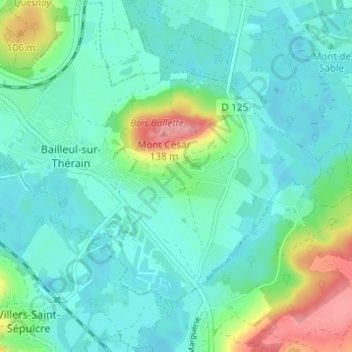Topografisk karta Froidmont, höjd, relief