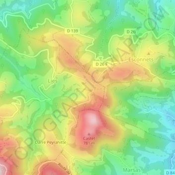 Topografisk karta L'Aubruchou, höjd, relief