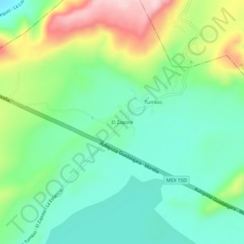 Topografisk karta El Zapote, höjd, relief