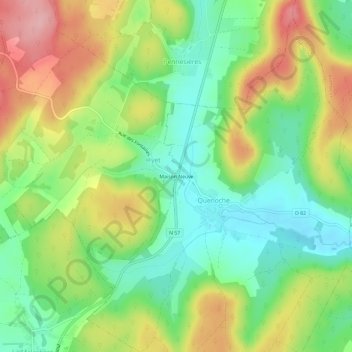 Topografisk karta Maison Neuve, höjd, relief