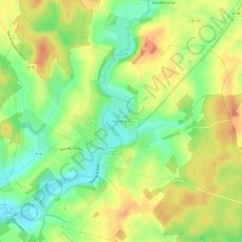 Topografisk karta Nervezain, höjd, relief
