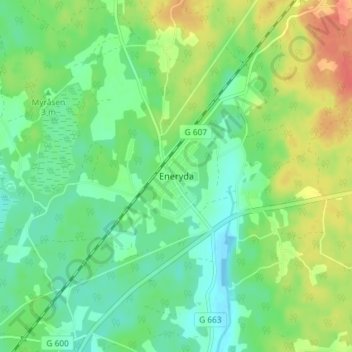 Topografisk karta Eneryda, höjd, relief