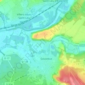 Topografisk karta Chaumont, höjd, relief