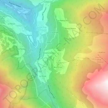 Topografisk karta Montalbert, höjd, relief