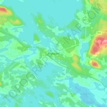 Topografisk karta Riistavesi, höjd, relief