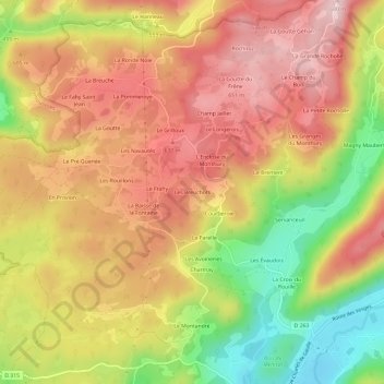 Topografisk karta Les Breuchots, höjd, relief