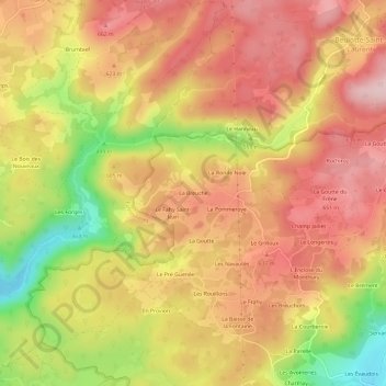 Topografisk karta La Breuche, höjd, relief