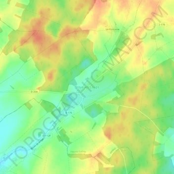 Topografisk karta Broye-les-Loups, höjd, relief