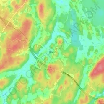 Topografisk karta Raati, höjd, relief