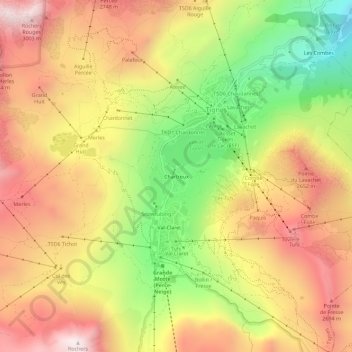 Topografisk karta Chartreux, höjd, relief