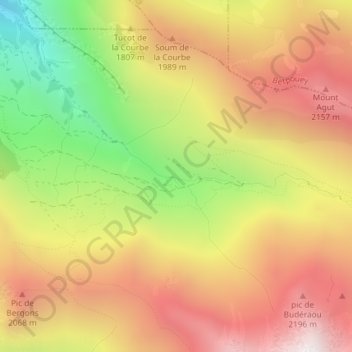 Topografisk karta Buderaous, höjd, relief